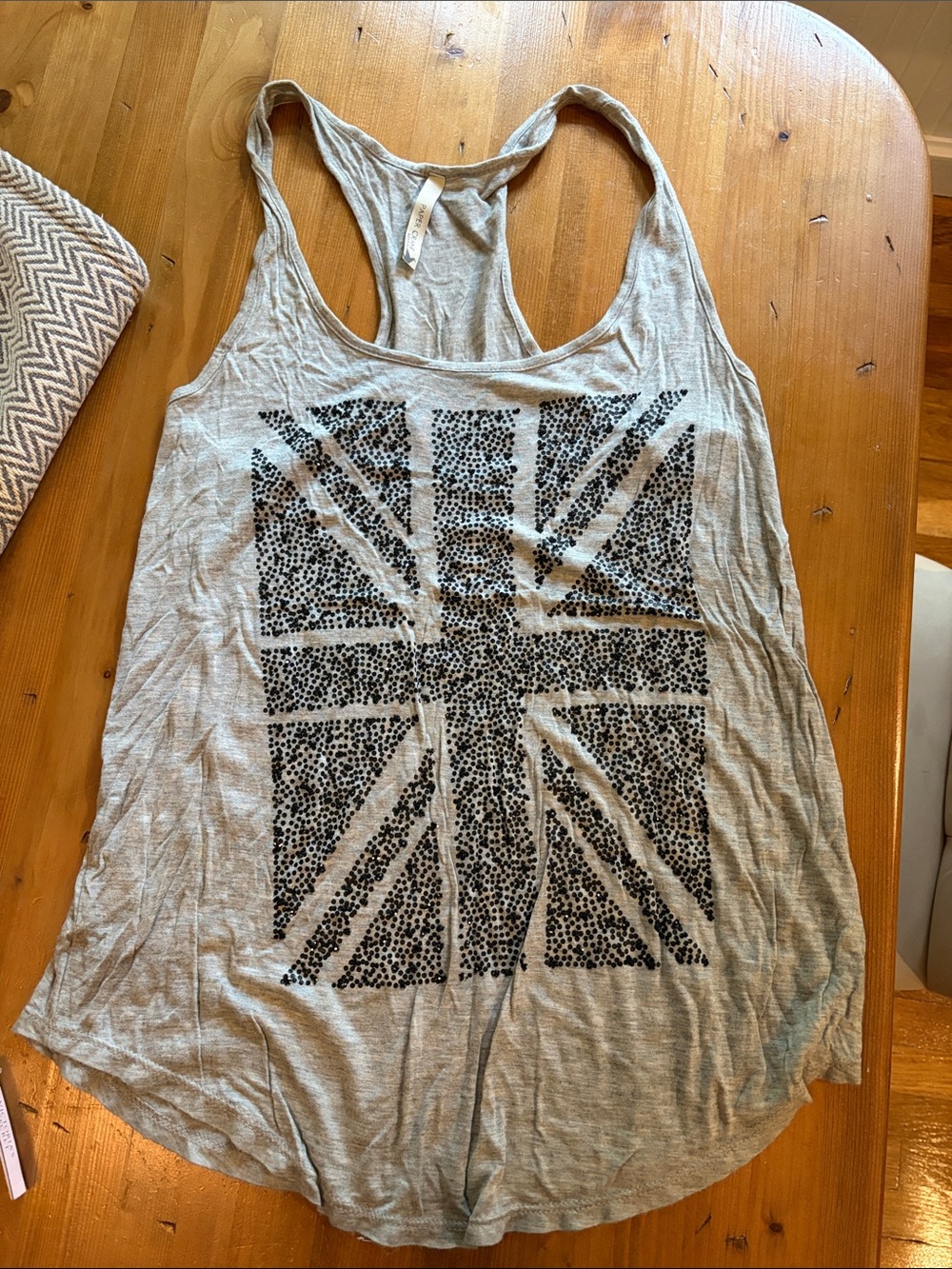 Women's Gray Racerback Cover Up with Black Graphic Union Jack
